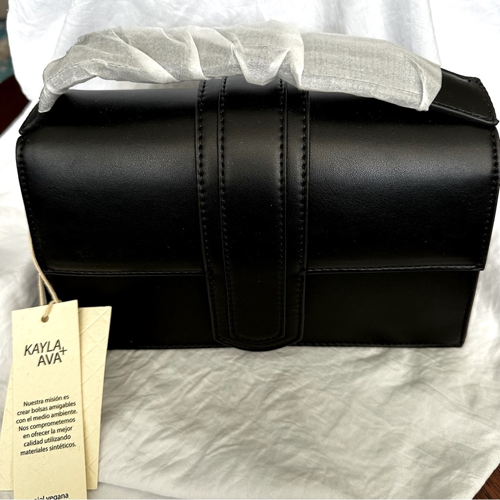 Women’s Kayla+ Ava Crossbody Bag, Black Vegan Leather Adjustable Strap